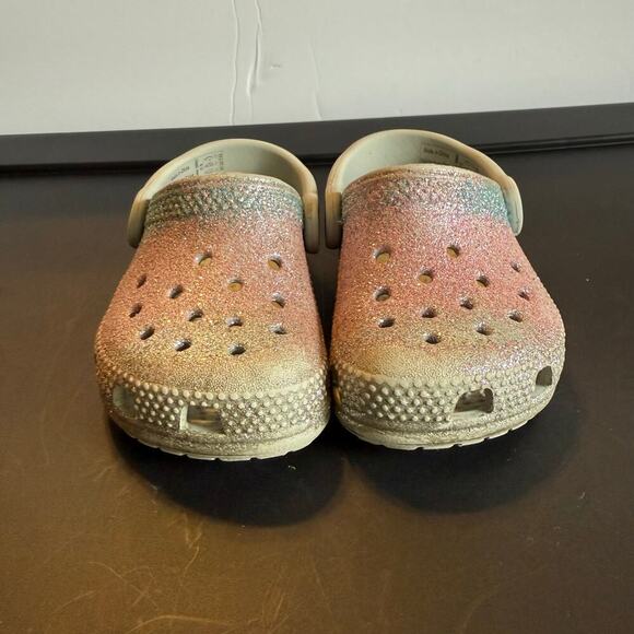 Crocs Classic Clog Kids C5 Glitter Rainbow Ombre Sparkle Slip-On Shoes - Picture 2 of 10